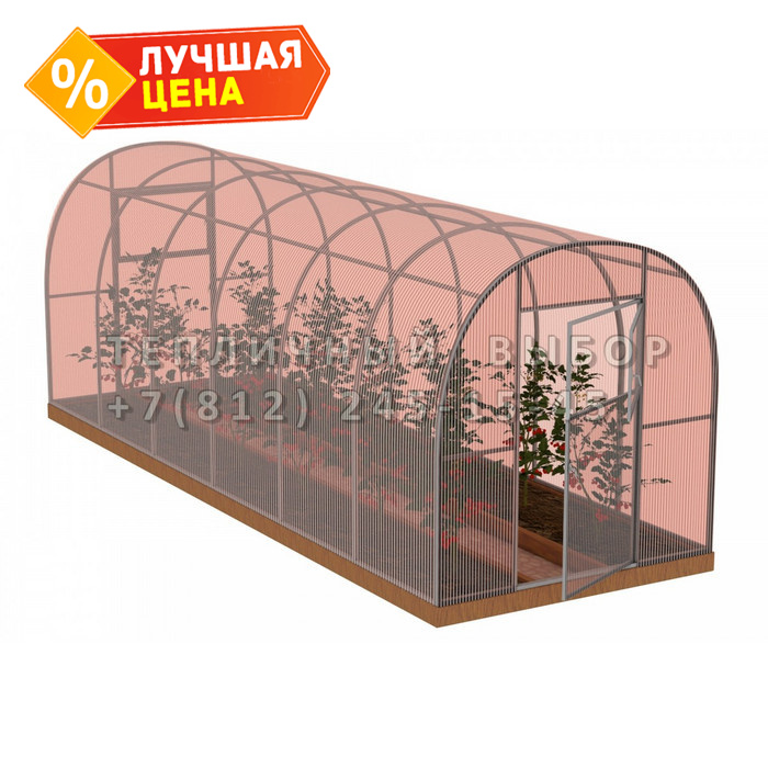 Теплица из поликарбоната-фито Арочная 2,1х6 h=2 м профиль 20х20 мм