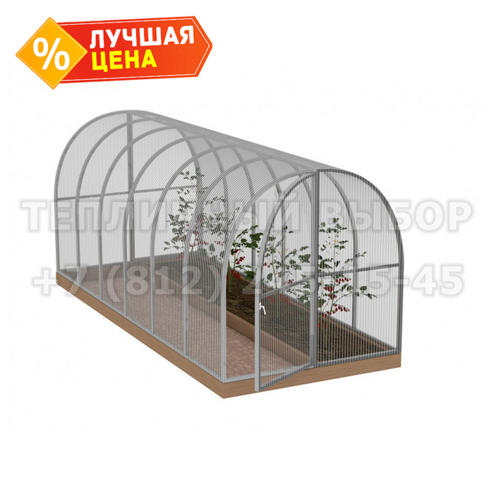 Теплица из поликарбоната Усиленная Арочная 1,6х4 h=1.68 м профиль 20х20 мм