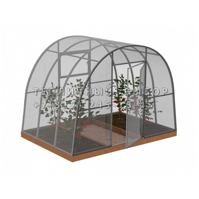 Теплица из поликарбоната Усиленная Арочная 3х2 h=2.1 м профиль 20х20 мм