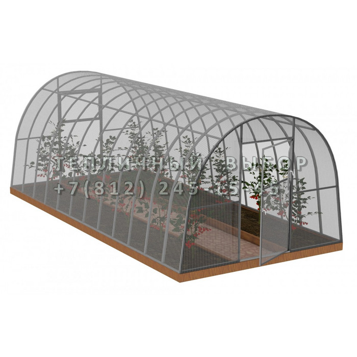 Теплица из поликарбоната Арочная 2,5х12 h=2 м профиль 20х20 мм