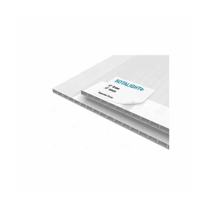 Сотовый поликарбонат 8 мм SOTALIGHT опал 2100х6000 мм